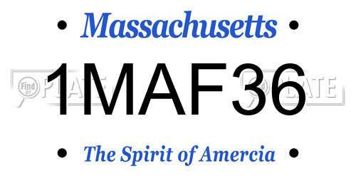 1MAF36 Massachusetts License Plate