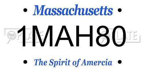 1MAH80 Massachusetts License Plate