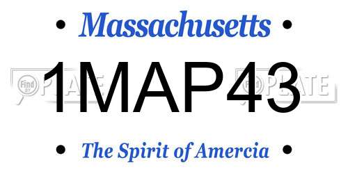 1MAP43 Massachusetts License Plate