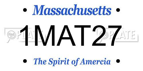 1MAT27 Massachusetts License Plate