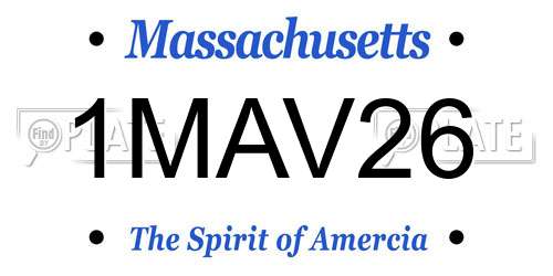 1MAV26 Massachusetts License Plate