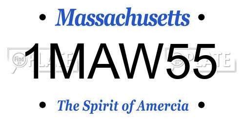 1MAW55 Massachusetts License Plate