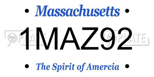 1MAZ92 Massachusetts License Plate