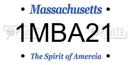 1MBA21 Massachusetts License Plate