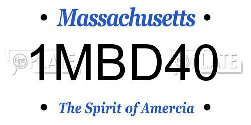 1MBD40 Massachusetts License Plate