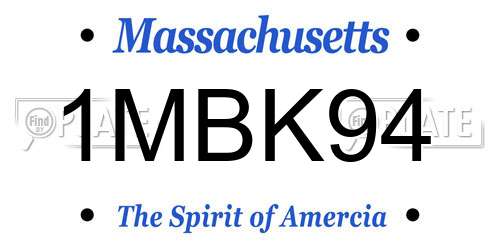 1MBK94 Massachusetts License Plate