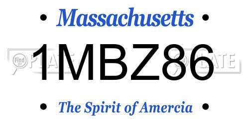 1MBZ86 Massachusetts License Plate