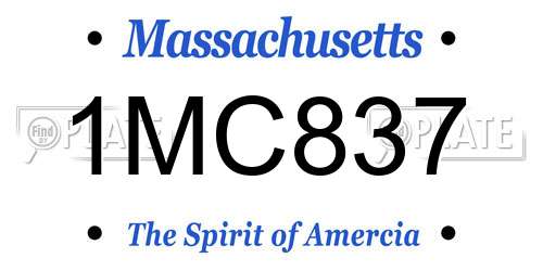 1MC837 Massachusetts License Plate