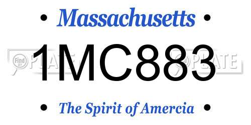 1MC883 Massachusetts License Plate
