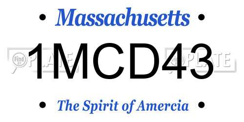 1MCD43 Massachusetts License Plate