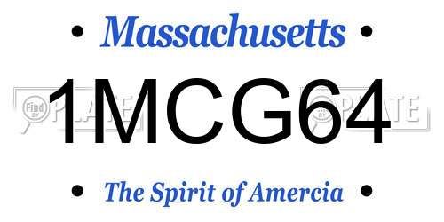 1MCG64 Massachusetts License Plate