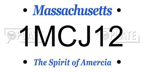 1MCJ12 Massachusetts License Plate