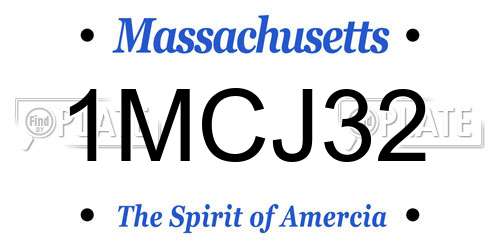 1MCJ32 Massachusetts License Plate