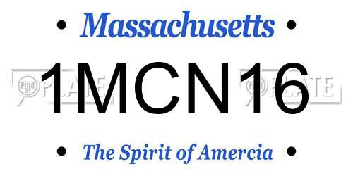 1MCN16 Massachusetts License Plate