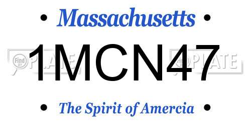 1MCN47 Massachusetts License Plate