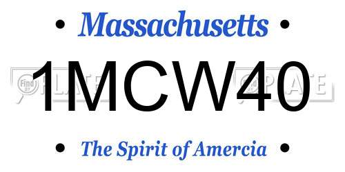 1MCW40 Massachusetts License Plate
