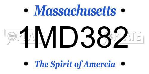 1MD382 Massachusetts License Plate