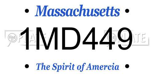 1MD449 Massachusetts License Plate