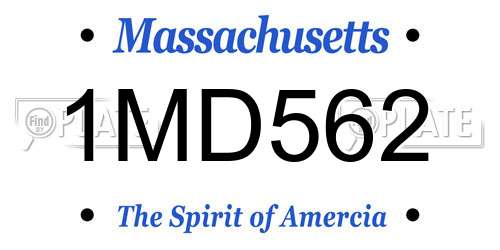 1MD562 Massachusetts License Plate