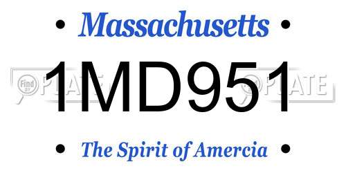 1MD951 Massachusetts License Plate