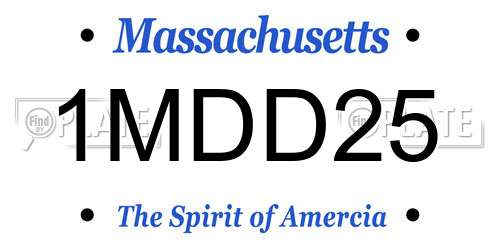 1MDD25 Massachusetts License Plate