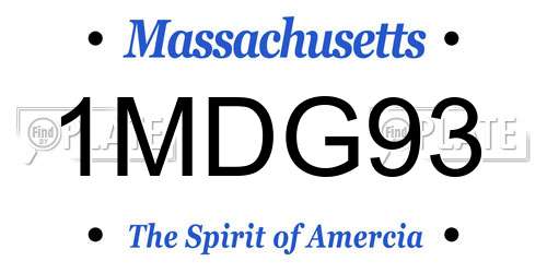 1MDG93 Massachusetts License Plate