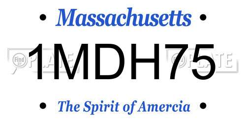 1MDH75 Massachusetts License Plate