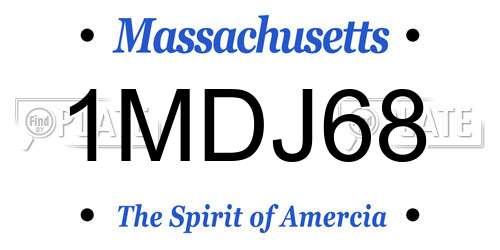 1MDJ68 Massachusetts License Plate