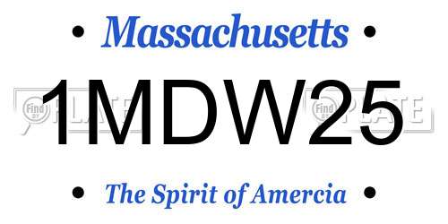 1MDW25 Massachusetts License Plate