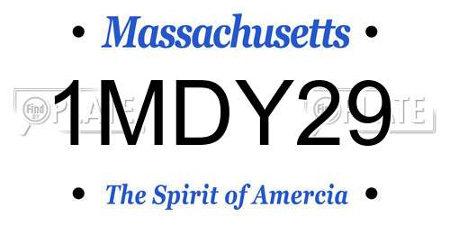 1MDY29 Massachusetts License Plate