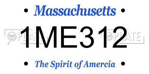1ME312 Massachusetts License Plate
