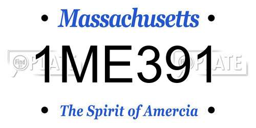 1ME391 Massachusetts License Plate