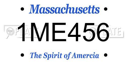 1ME456 Massachusetts License Plate