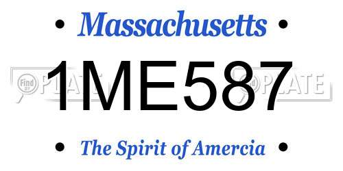 1ME587 Massachusetts License Plate