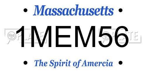 1MEM56 Massachusetts License Plate