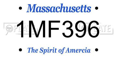 1MF396 Massachusetts License Plate