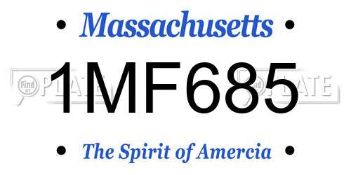 1MF685 Massachusetts License Plate