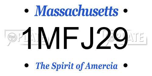 1MFJ29 Massachusetts License Plate