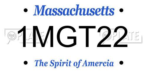 1MGT22 Massachusetts License Plate