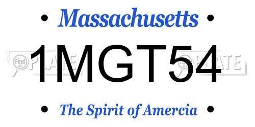 1MGT54 Massachusetts License Plate
