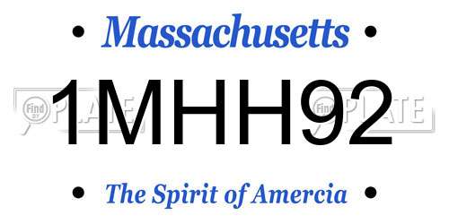 1MHH92 Massachusetts License Plate