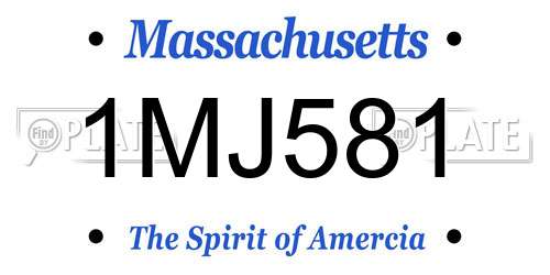 1MJ581 Massachusetts License Plate