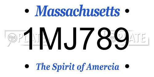 1MJ789 Massachusetts License Plate