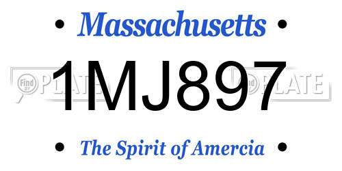 1MJ897 Massachusetts License Plate