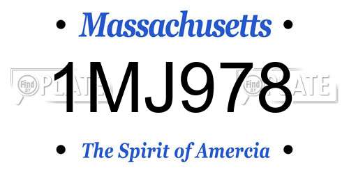 1MJ978 Massachusetts License Plate