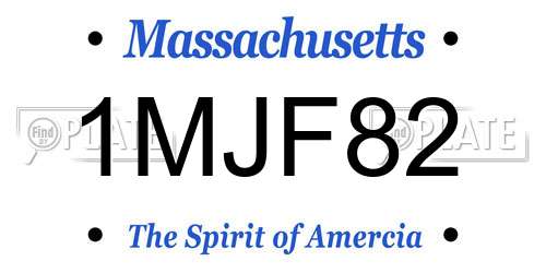 1MJF82 Massachusetts License Plate
