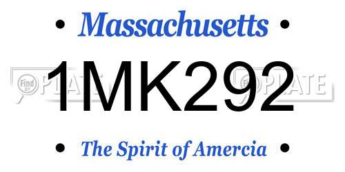 1MK292 Massachusetts License Plate