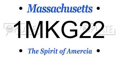 1MKG22 Massachusetts License Plate