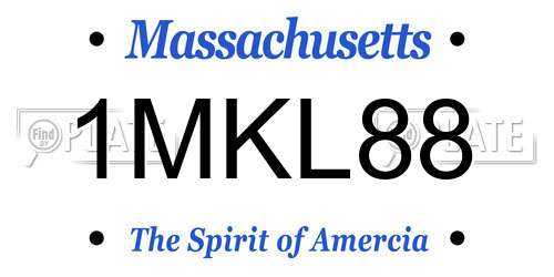 1MKL88 Massachusetts License Plate