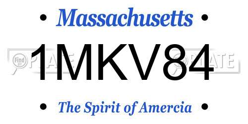 1MKV84 Massachusetts License Plate